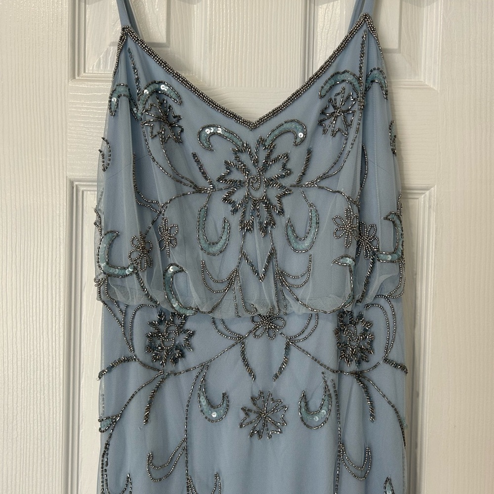 Adrianna Papell Light Blue Embellished Dress for Weddings